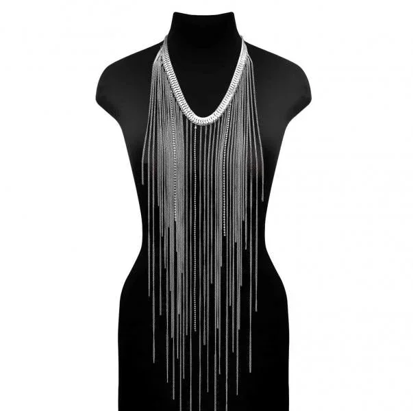Beautiful, Long Necklace – Silver – One Size