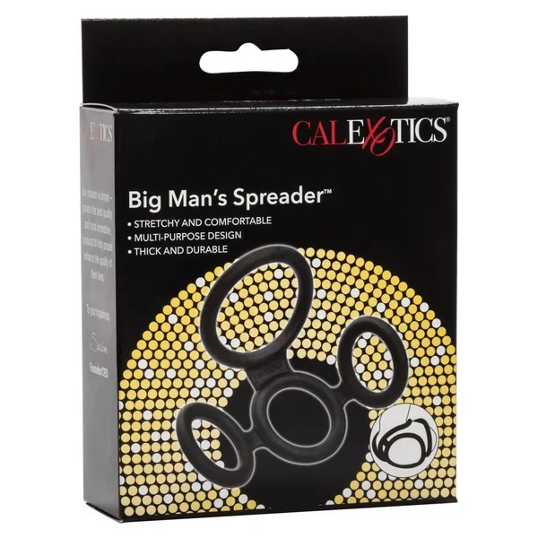 Big Man`s Spreader Silicone Erection And Scrotum Enhancer Cock Ring Black