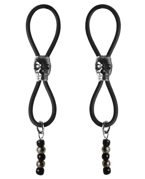 Bijoux De Nip Nipple Halos Black Skull Slider – Black-Silver