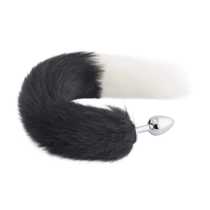 Black & White Wolf Tail 16″