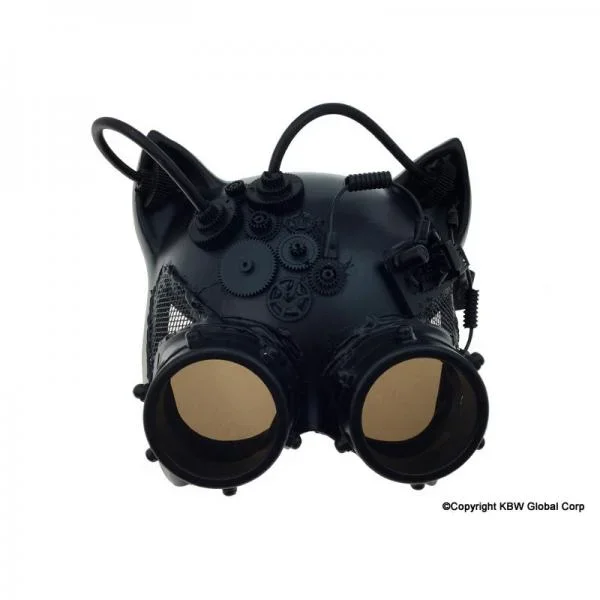 Black – Steampunk Catwomen Mask with Goggles