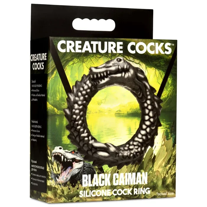 Black Caiman Silicone Cock Ring – Black