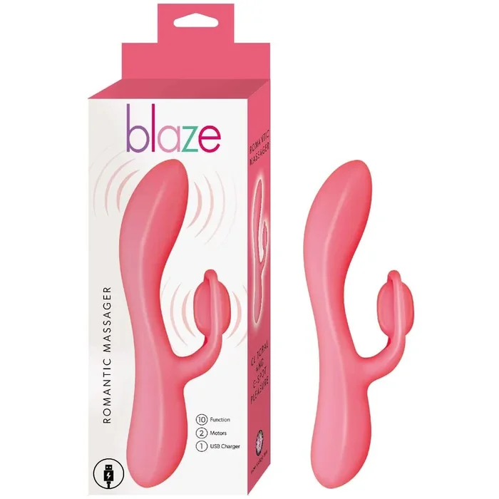 Blaze Romantic Rechargeable Silicone Rabbit Vibrator – Red
