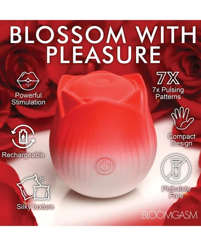 Bloomgasm Pulsing Petals Throbbing Rose Stimulator – Red