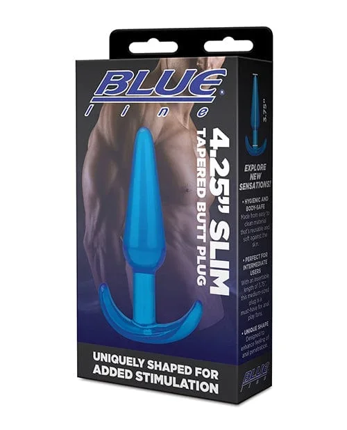 Blue Line C & B 4.25″ Slim Tapered Butt Plug – Jelly Blue