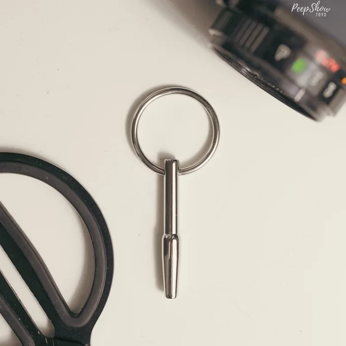 Blueline Hollow Penis Plug with Ring Urethral Probe, Stainless Steel