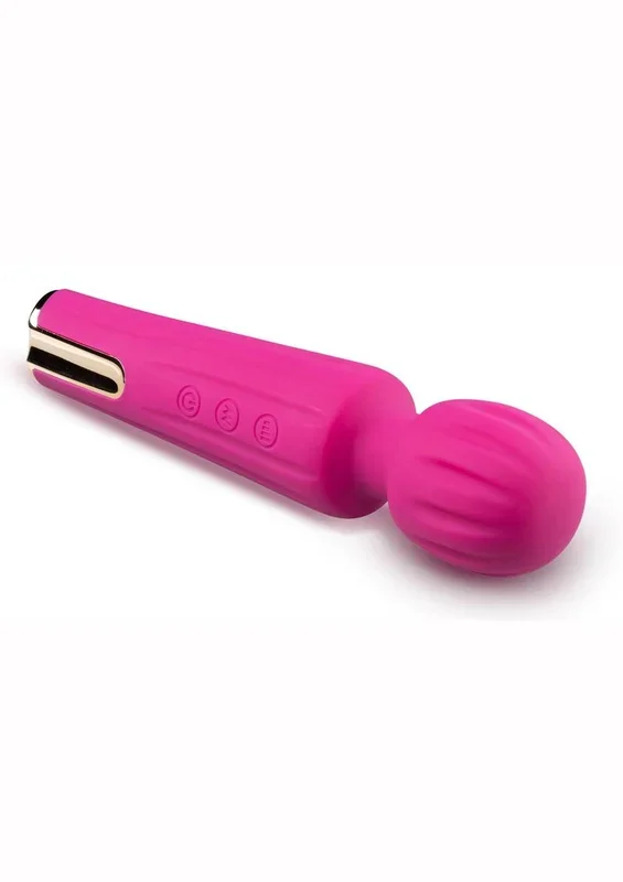 Blush Allana Velvet Rechargeable Silicone Wand Vibrator- Magenta/Rose Gold