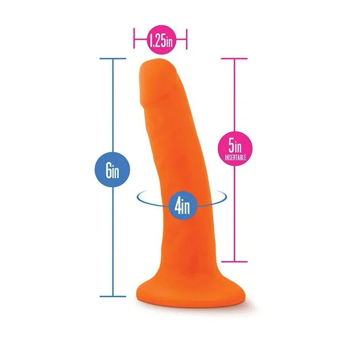 Blush Neo Dual Density 6 Inch Neon Orange Dildo With Suction Base