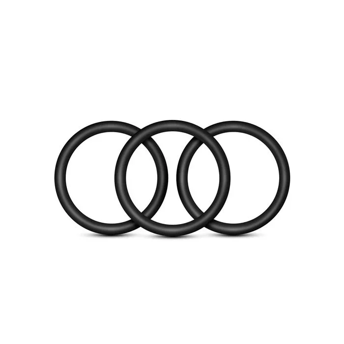 Blush Performance VS3 Pure Premium Silicone Cock Rings For Men Large Black Durable Flexible Comfort