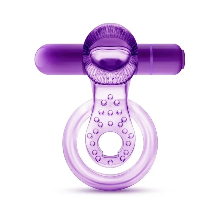 Blush Play with Me Lick it Vibrating Double Strap Cockring – Purple