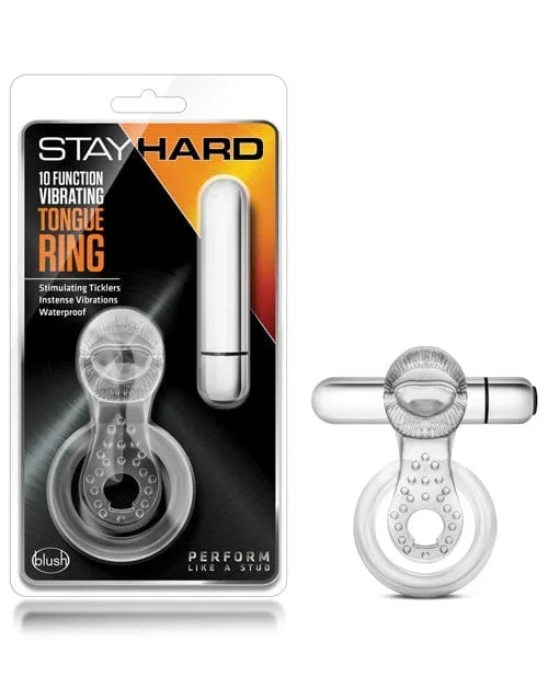 Blush Stay Hard Vibrating Tongue Ring – 10 Function Clear