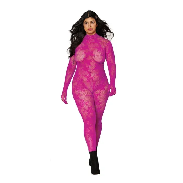 Bodystocking With Finger Gloves – Queen Size – Azalea