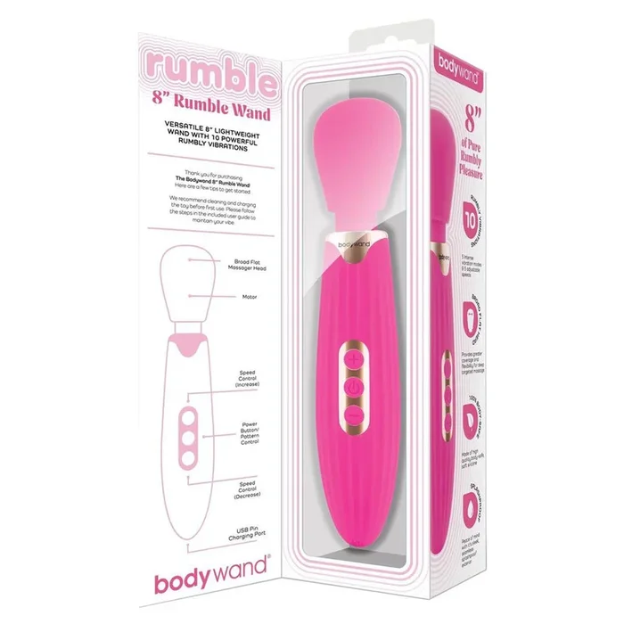 Bodywand RUMBLE WAND 8 Inch – Hot Pink 20.3 cm USB Rechargeable Massage Wand