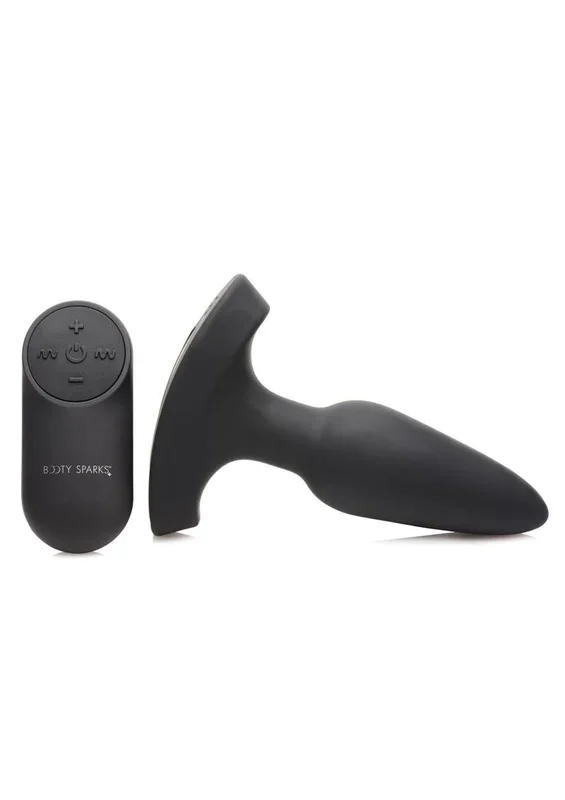 Booty Sparks Laser F… Me Rechargeable Silicone Anal Plug with Remote Control – Small – Black with Red Light