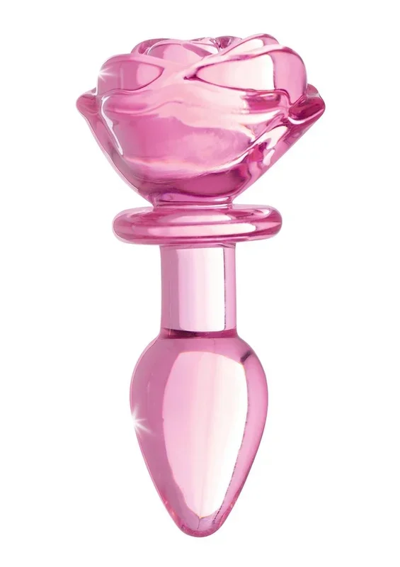 Booty Sparks Pink Rose Large Glass Anal Plug