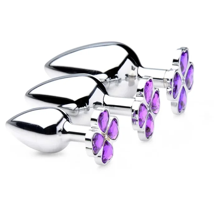 Booty Sparks Violet Flower Gem Anal Plug Set – Silver