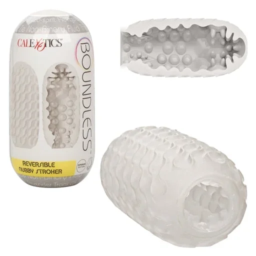 Boundless Reversible Nubby Stroker 4.5 Inch Dual-Texture Clear Compact Male Masturbator