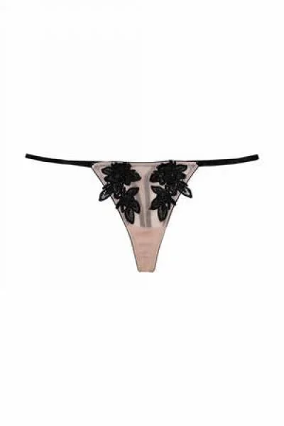 Brooke Applique Thong – Black/Nude –
