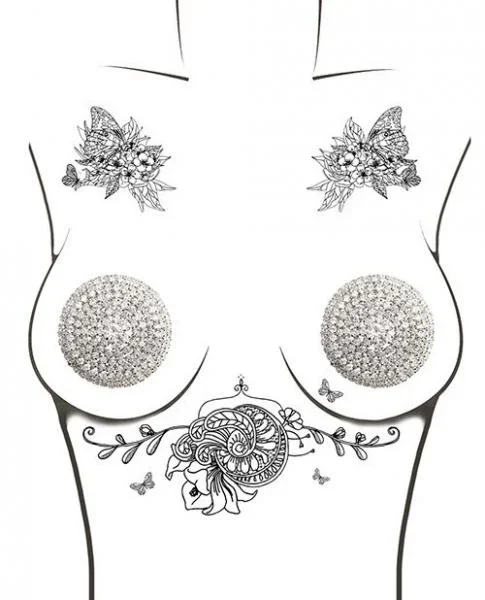 Burlesque Big O Crystal Jewel Pasties – Silver – O/S