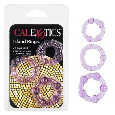 CalExotics Island Rings Purple Stretchy Cock Rings Set with Small Medium and Large Sizes