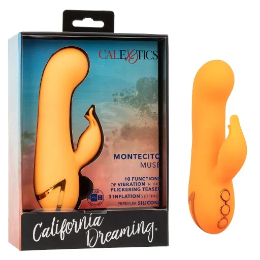 California Dreaming Montecito Muse Orange Silicone G-Spot Stimulator with 10 Vibration Functions and 3 Inflation Settings