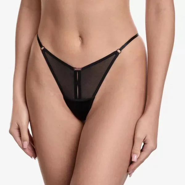Carnaby Lace Adjustable G-String – Black –