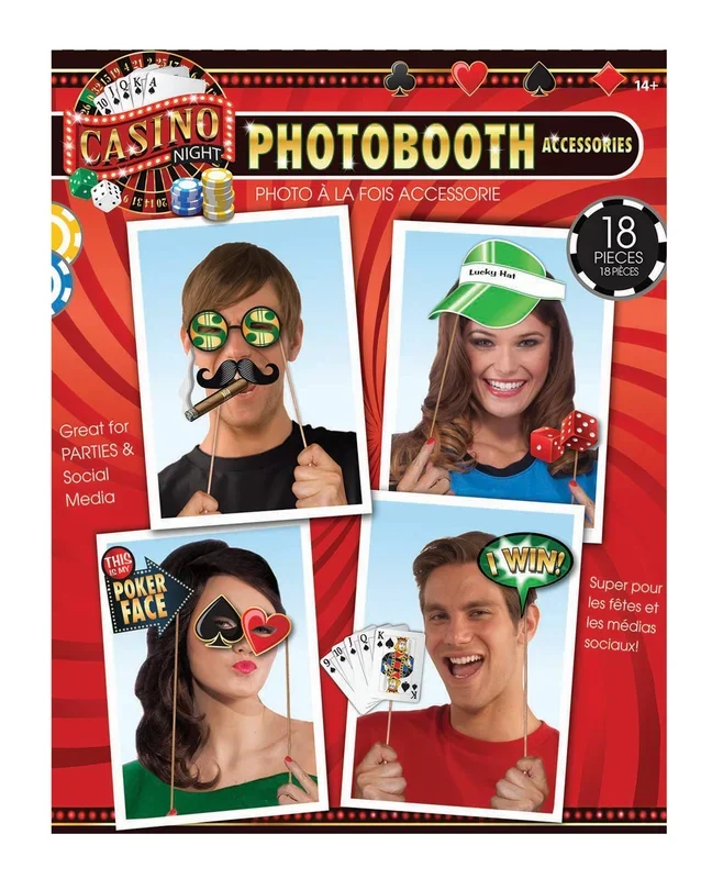 Casino Photo Booth Prop Kit Set of 18 Pieces by Forum