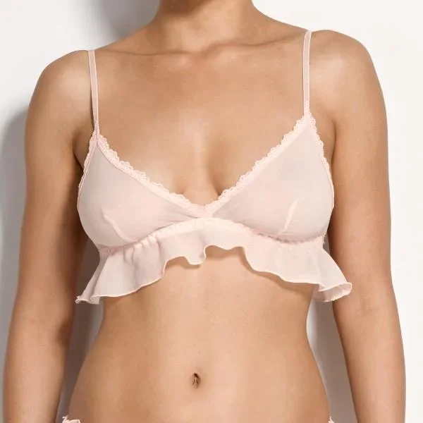 Chiffon Ruffle Bralette – Vanilla –