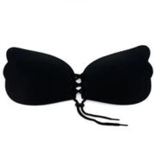 Cleavage Pal Lace Up Bra – Black – Cup Size