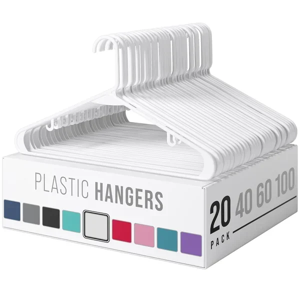 Clothes Hangers Plastic 20 Pack – White Plastic Hangers – Makes The Perfect Coat