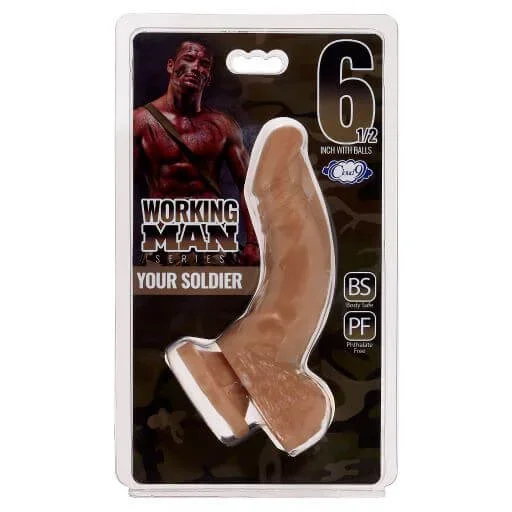Cloud 9 Working Man 6.5 inches Medium Skin Tone Tan Dildo with Balls Your Soldier