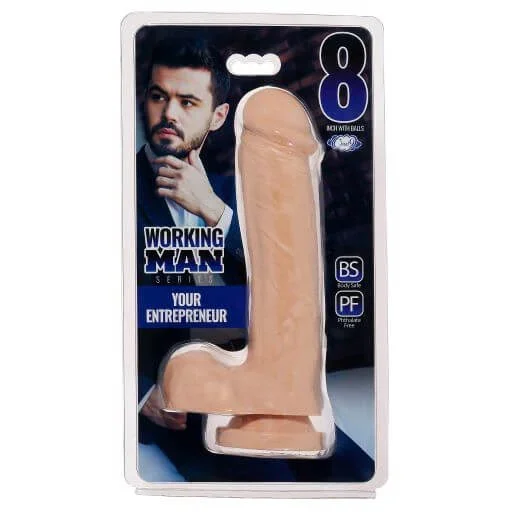 Cloud 9 Working Man 8 inches Light Skin Tone Beige Dildo with Balls