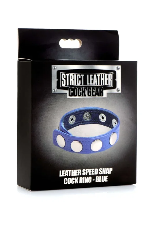 Cock Gear Leather Speed Snap Cock Ring – Blue