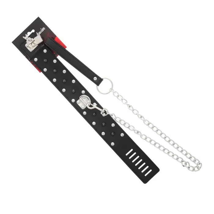 COLLAR BLACK PVC W/CIRCLE RIVIT-STUD RIVIT-LOCK-LEASH