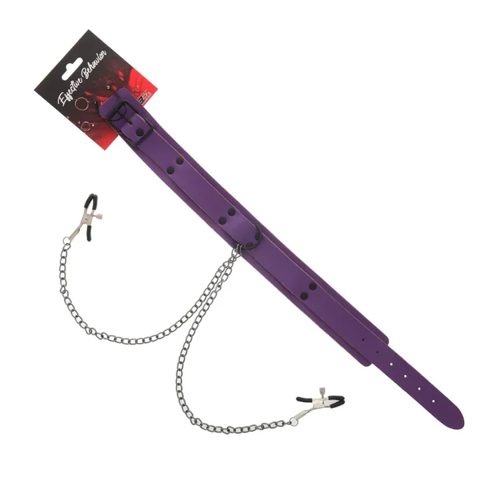 COLLAR LEATHER W/NIPPLE CLAMPS