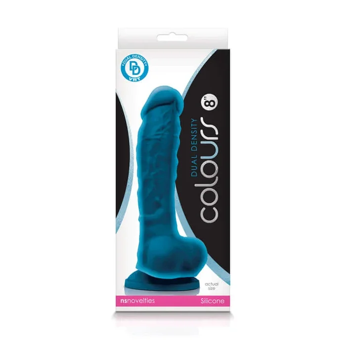 Colours Dual Density 8 inches Blue Realistic Dildo