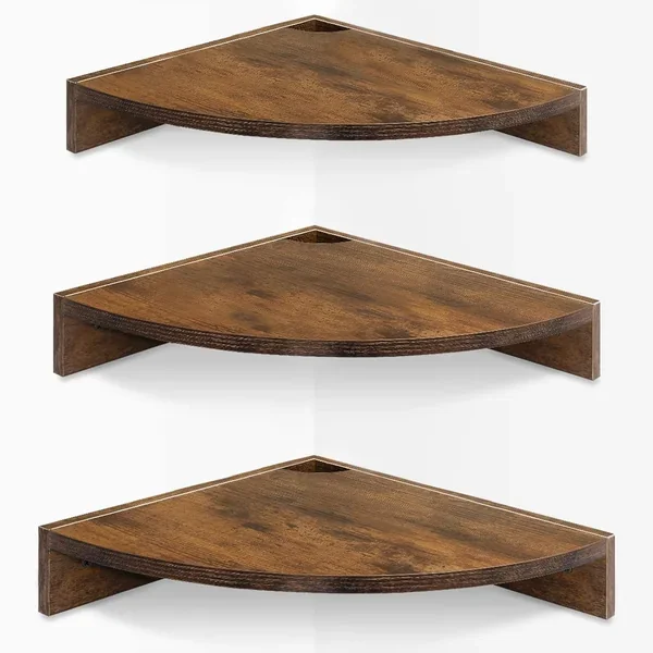 Corner Shelf Wall Mount, Set Of 3 Floating Corner Shelves With Cord Hole, 3 Ti