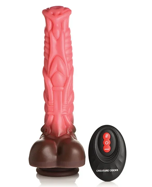 Creature Cocks Deluxe Centaur Thrusting & Vibrating Silicone Dildo with Remote Control – Peach/Brown