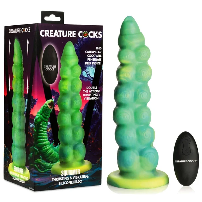 Creature Cocks Squirmer – Green 22.3 cm USB Rechargeable Thrusting Fantasy Dildo