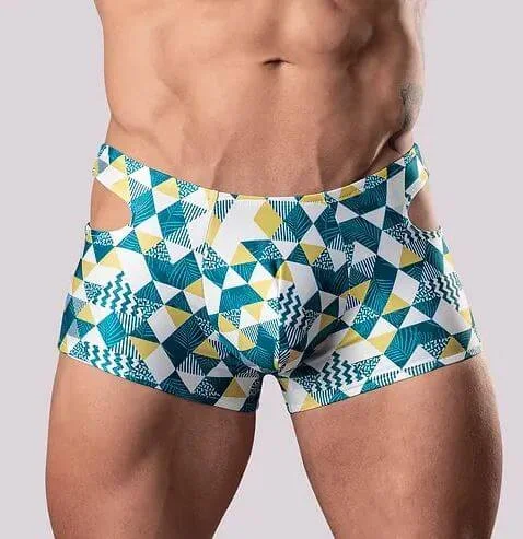 Cut It Out Cutout Mini Shorts Blue Small – Bold Laser-Cut Design with Supportive Pouch