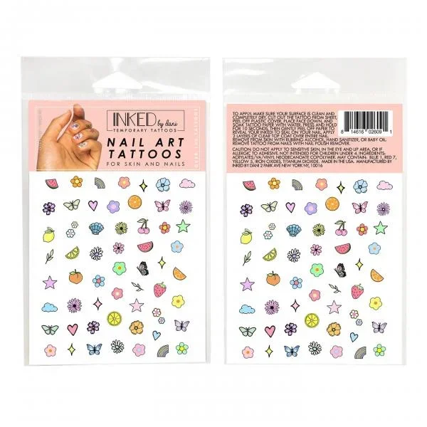 Daisy Dreams Nail Art Temporary Tattoo Pack – Color