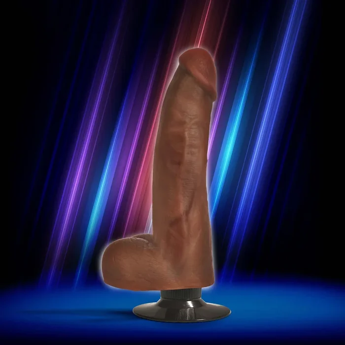 Dark Bareskin Vibrating Dildo with Balls