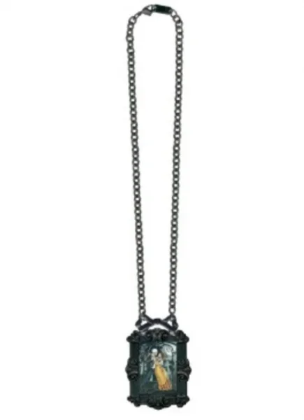 Dead Of Night Victorian Bowframe Necklace – Black Enameled Chain
