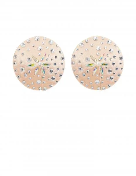 Diamante Satin Classic Pastie – Silver/Vintage Peach