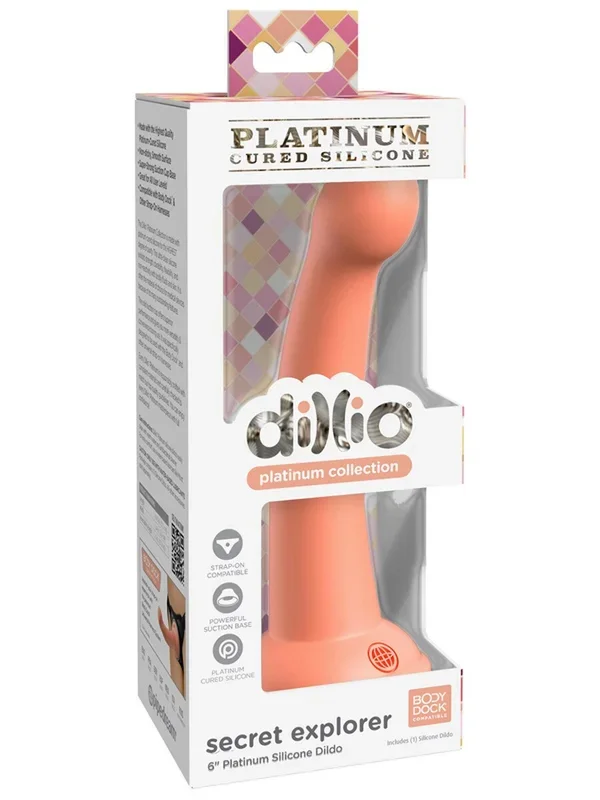 Dillio Platinum Secret Explorer 6in Peach Dildo