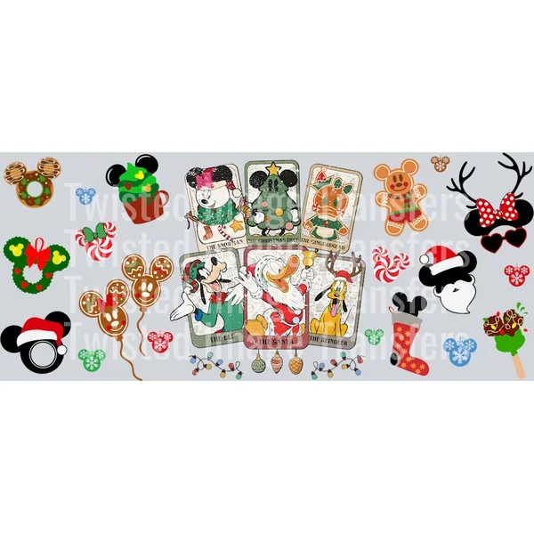 Disney Character Cards 16oz UV DTF Libbey Glass Wrap