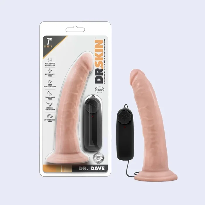 Dr. Dave 7″ Vibrating Cock With Suction Cup