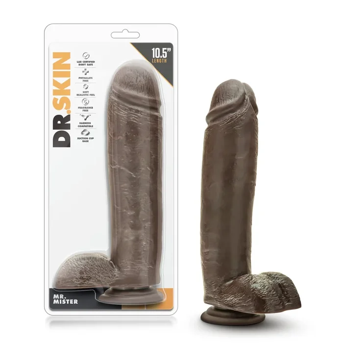 Dr. Skin – Mr. Mister 10.5 Inch Dildo with Suction Cup – Chocolate