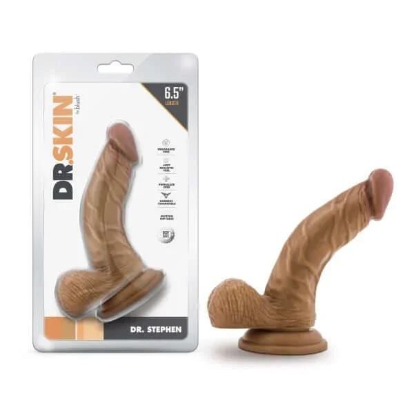 Dr. Skin Dr. Stephen 6.5 inches Dildo with Balls – Tan, Realistic Suction Cup Dildo