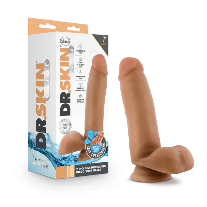 Dr. Skin Glide 7 inches Lubricating Dildo Mocha